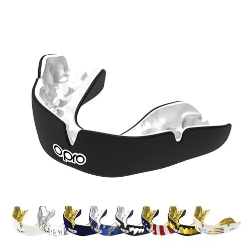 OPRO Instant Custom-Fit Mouth Guard – Dentist-Grade Comfort – Moldable Sports Mouthpiece for Boxing, Wrestling, MMA, Lacrosse & UFC – Impact-Resistant Gum Shield with Case – (Black/White, Adult) - Image 1