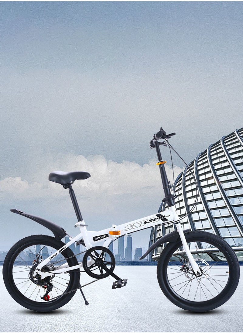 Sharpdo - 20in Folding Bike, 7 Speed Foldable City Bike, Carbon Steel Bicycle for Adults, Foldable Bicycle with Adjustable Seats & Disc Brake for Traveling & Exercising - Image 1
