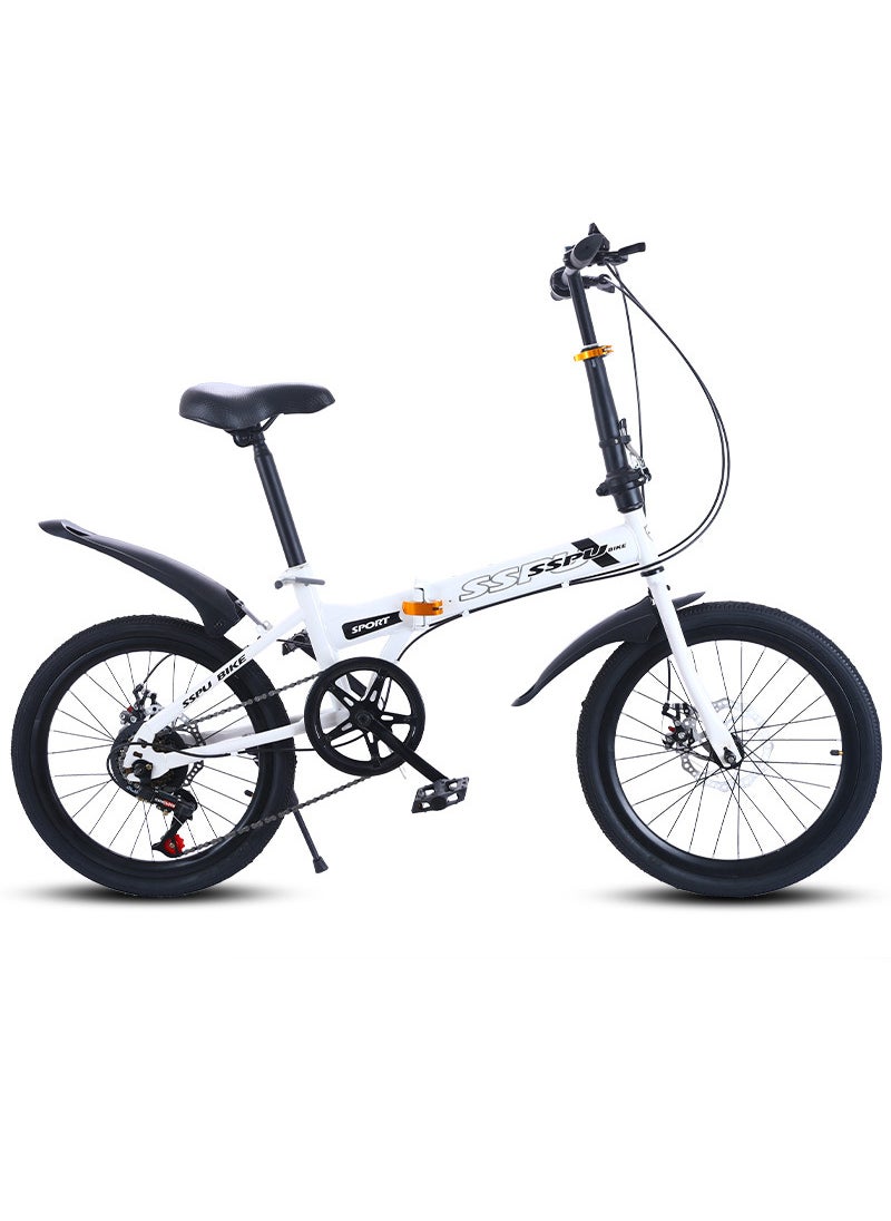 Sharpdo - 20in Folding Bike, 7 Speed Foldable City Bike, Carbon Steel Bicycle for Adults, Foldable Bicycle with Adjustable Seats & Disc Brake for Traveling & Exercising - Image 1