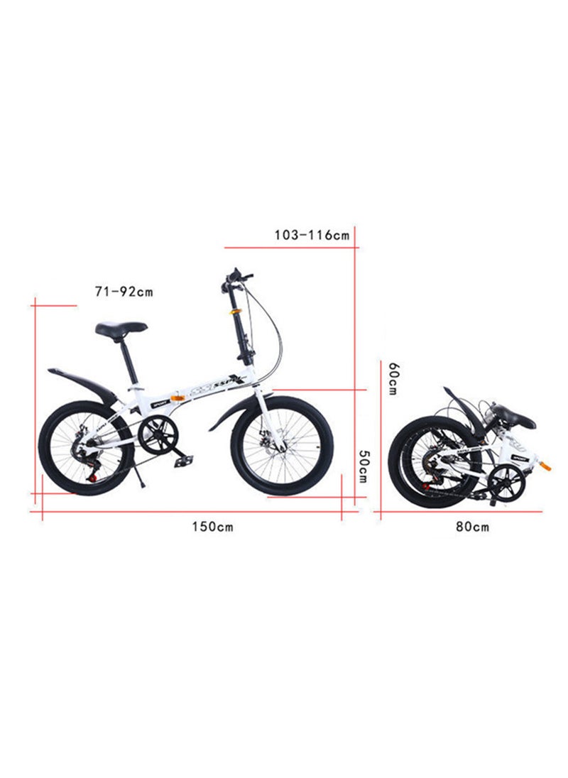 Sharpdo - 20in Folding Bike, 7 Speed Foldable City Bike, Carbon Steel Bicycle for Adults, Foldable Bicycle with Adjustable Seats & Disc Brake for Traveling & Exercising - Image 1