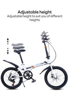 Sharpdo 20in Folding Bike, 7 Speed Foldable City Bike, Carbon Steel Bicycle for Adults, Foldable Bicycle with Adjustable Seats & Disc Brake for Traveling & Exercising  - Image 5