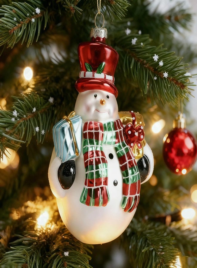 Giftgarden Blown Glass Snowman Christmas Ornament, Vintage Christmas Tree Hanging Decoration 5.7 Inches - Image 1