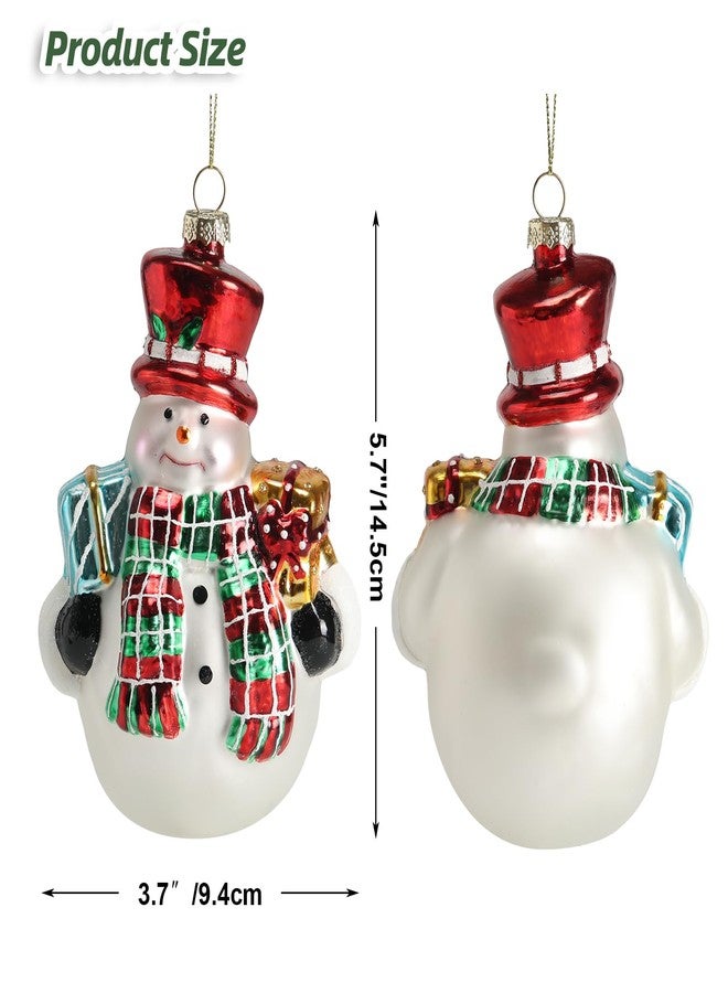 Giftgarden Blown Glass Snowman Christmas Ornament, Vintage Christmas Tree Hanging Decoration 5.7 Inches - Image 2