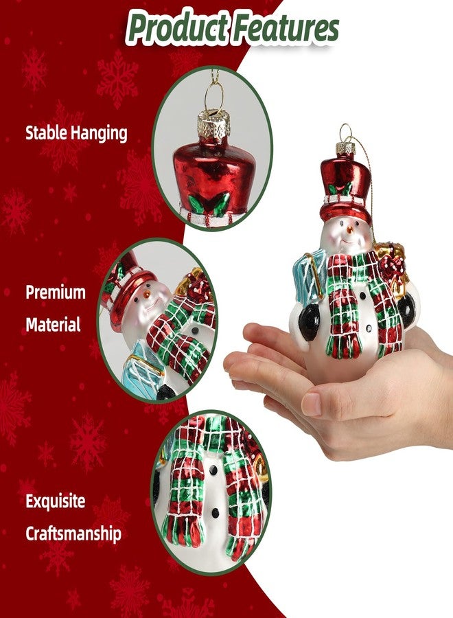 Giftgarden Blown Glass Snowman Christmas Ornament, Vintage Christmas Tree Hanging Decoration 5.7 Inches - Image 3