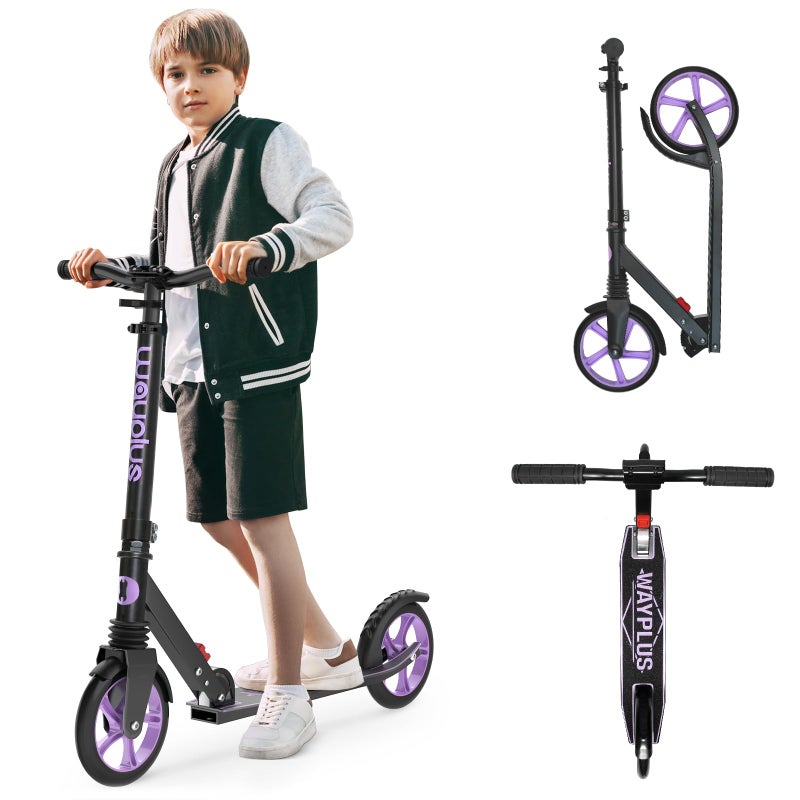 WAYPLUS Kick Scooter for Ages 6+,Kid, Teens & Adults. Max Load 240 LBS. Foldable, Lightweight, 8IN Big Wheels for Kids, Teen and Adults, 4 Adjustable Levels. Bearing ABEC9 - Image 1