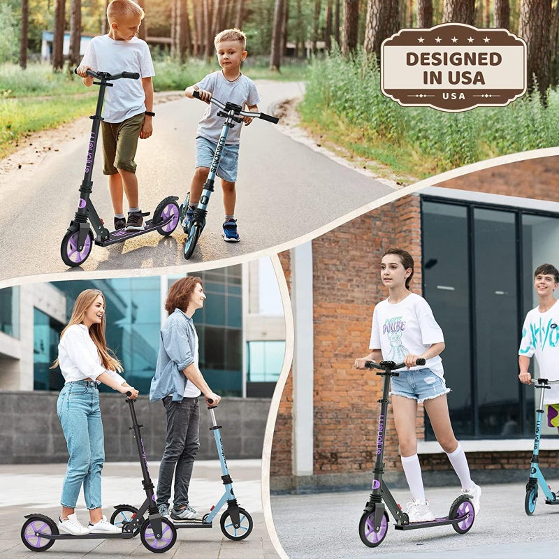 WAYPLUS Kick Scooter for Ages 6+,Kid, Teens & Adults. Max Load 240 LBS. Foldable, Lightweight, 8IN Big Wheels for Kids, Teen and Adults, 4 Adjustable Levels. Bearing ABEC9 - Image 5