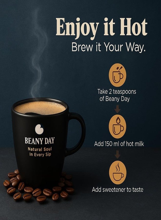 Beany Day قهوة بيني داي سريعة التحضير، تحميص كلاسيكي، ٥٠ غرام | ١٠٠٪ أرابيكا، مسحوق قهوة مُتكتل | قهوة سريعة التحضير متوسطة التحميص | خالية من الهندباء | ناعمة وعطرية - Image 5