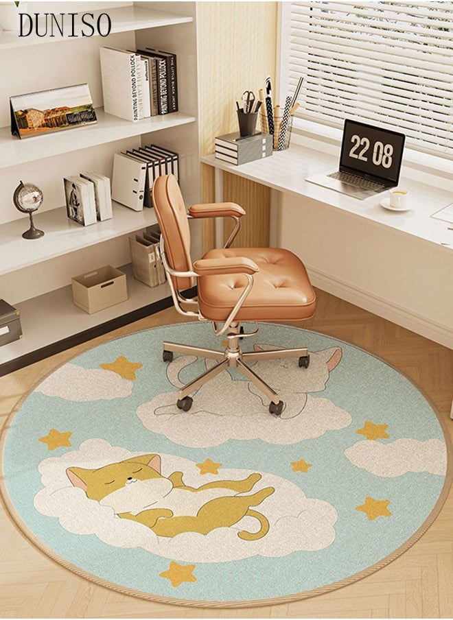 DUNISO Round Rug, Funny Animals Large Non Slip Super Soft Plush Area Rug for Kids Room Playroom Nursery Bedroom, Educational Washable Circular Floor Mat for Home Room Decorative  - Image 3