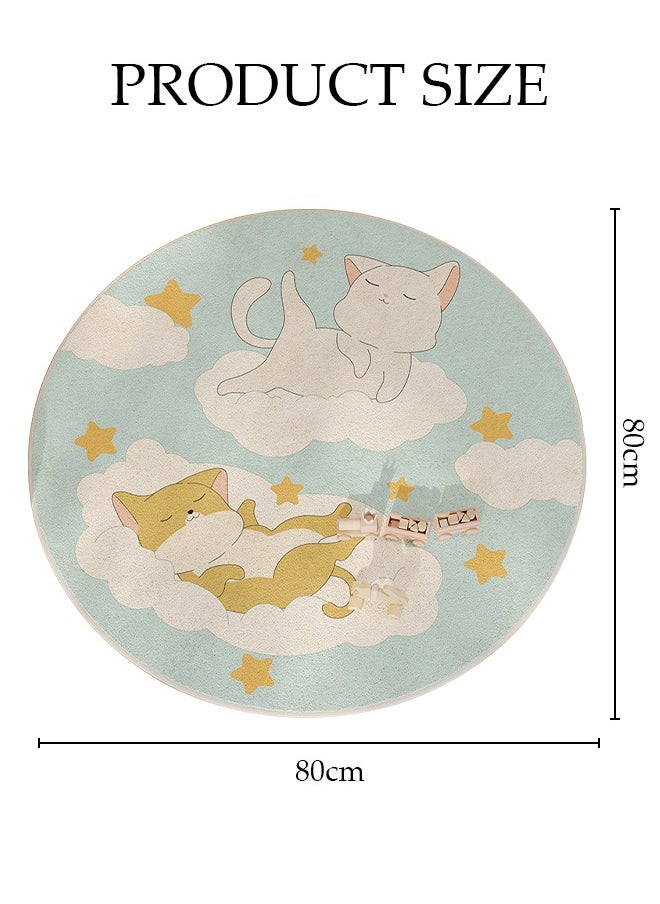 DUNISO Round Rug, Funny Animals Large Non Slip Super Soft Plush Area Rug for Kids Room Playroom Nursery Bedroom, Educational Washable Circular Floor Mat for Home Room Decorative  - Image 2