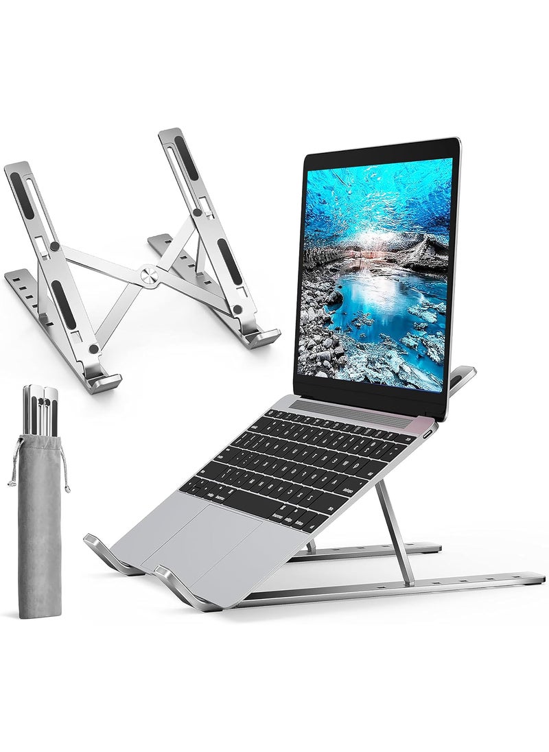 Litepro LITEPRO 7 Angles Adjustable Aluminum Ergonomic Foldable Portable Tabletop LaptopDesktop Riser Stand Holder Compatible for MacBook HP Dell Lenovo All Other Notebook Silver  - Image 1