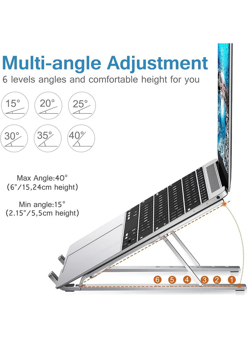 Litepro LITEPRO 7 Angles Adjustable Aluminum Ergonomic Foldable Portable Tabletop LaptopDesktop Riser Stand Holder Compatible for MacBook HP Dell Lenovo All Other Notebook Silver  - Image 4