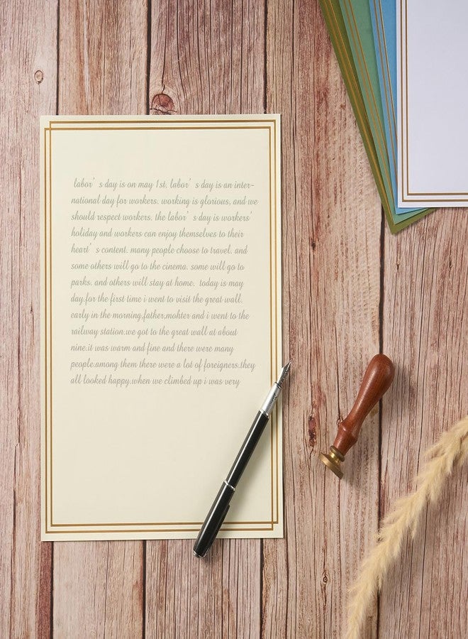 Topeen 60 Pack Stationery Set Paper with Gold Border, 8.5x11 Inch Paper Sheets for Writing Letters, Letter Size Writing Paper (Cream Color, 8.5x11 inches) - Image 3