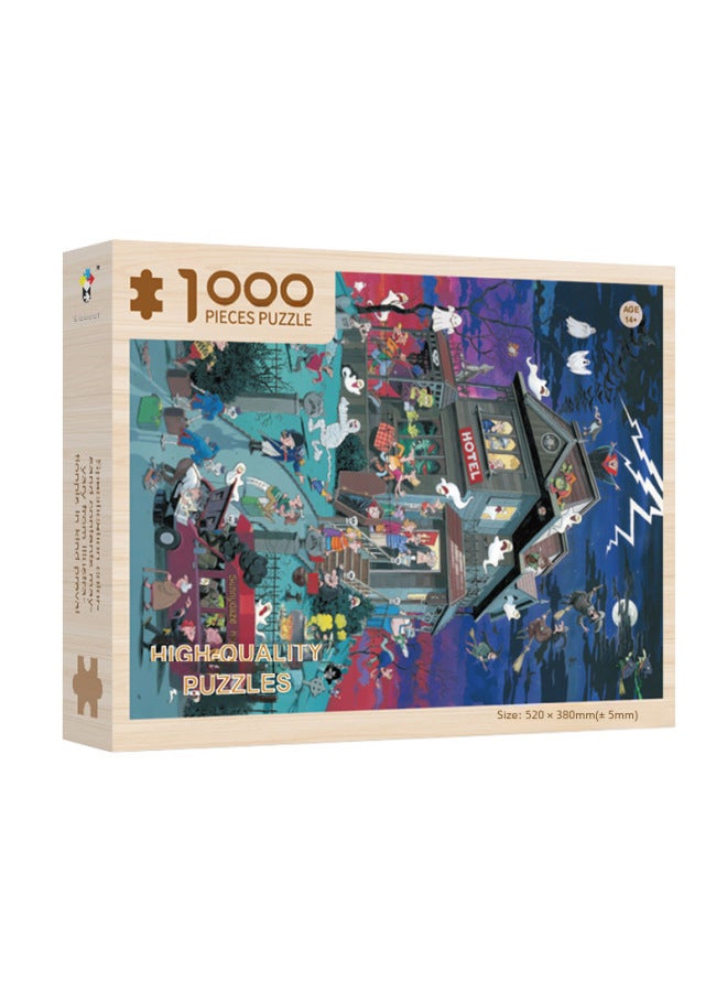 Middle-aged And Elderly Adult Black And White Difficult Decompression Wooden Puzzle 1000 Advanced Toys-Color:Sunset Boat 1000 Pieces (52*38cm) - Image 5