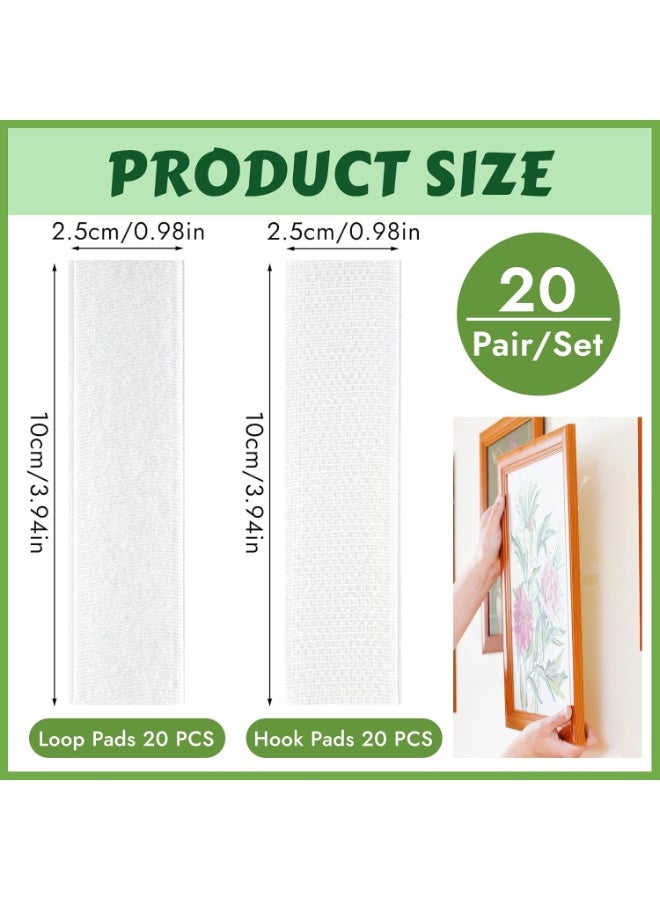 SUNSAR 20 Pack White Double Sided Sticky Pads(25x100mm), Strong Hook and Loop Tape, Sticky Pads Heavy Duty, Self Adhesive Strips, Sticky Pads for Hanging Pictures, for Walls Plastics Metals Glasses - Image 2