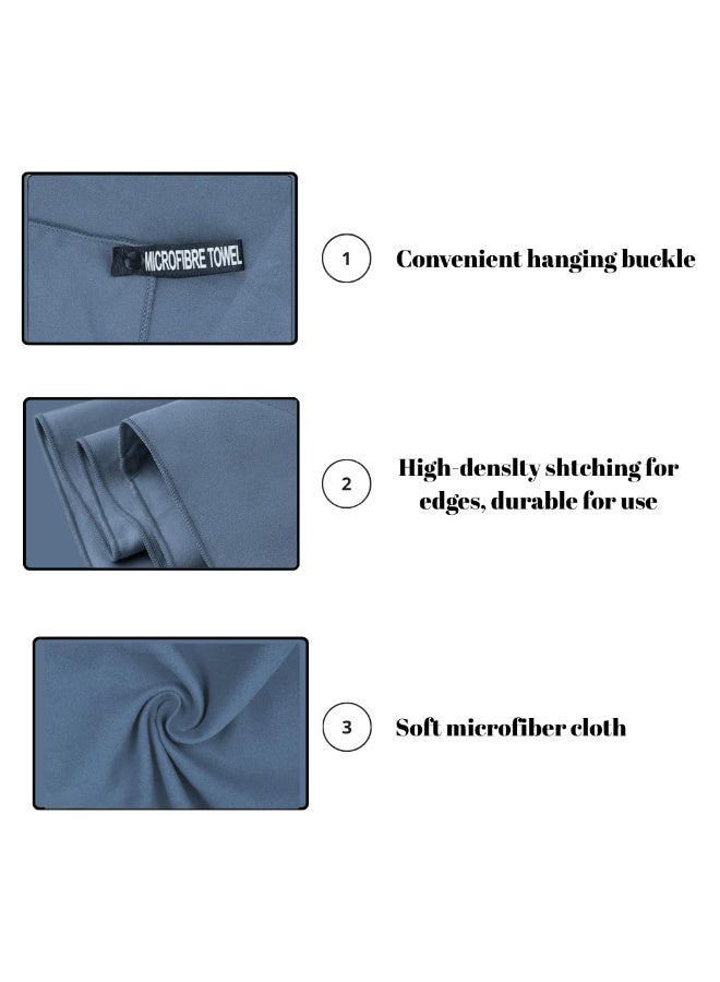 McDou 2-pack ultra-fine fibre fitness towels - fitness sweat towels, quick-drying, lightweight and easy to carry, suitable for fitness, camping, beach, swimming and other occasions, size: 40 x 80 cm, navy blue - Image 3