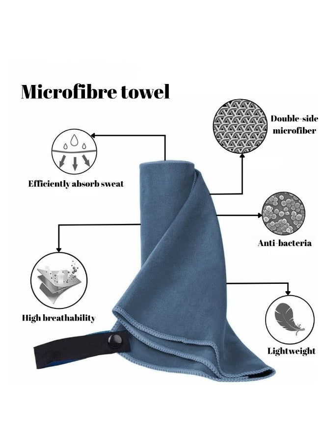 McDou 2-pack ultra-fine fibre fitness towels - fitness sweat towels, quick-drying, lightweight and easy to carry, suitable for fitness, camping, beach, swimming and other occasions, size: 40 x 80 cm, navy blue - Image 2