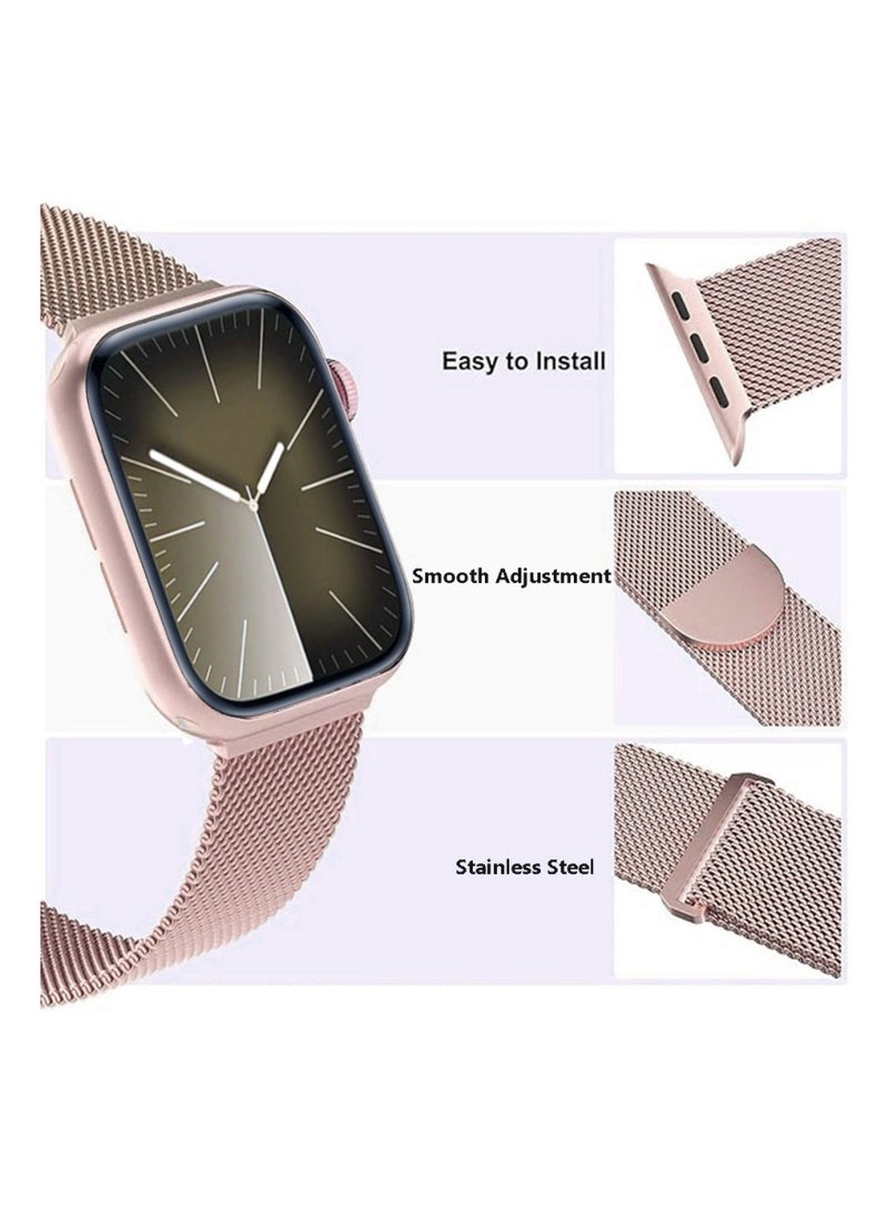 Compatible with Apple Watch Milanese Loop Band, Rose Gold, 38/40/41/42mm - Image 4