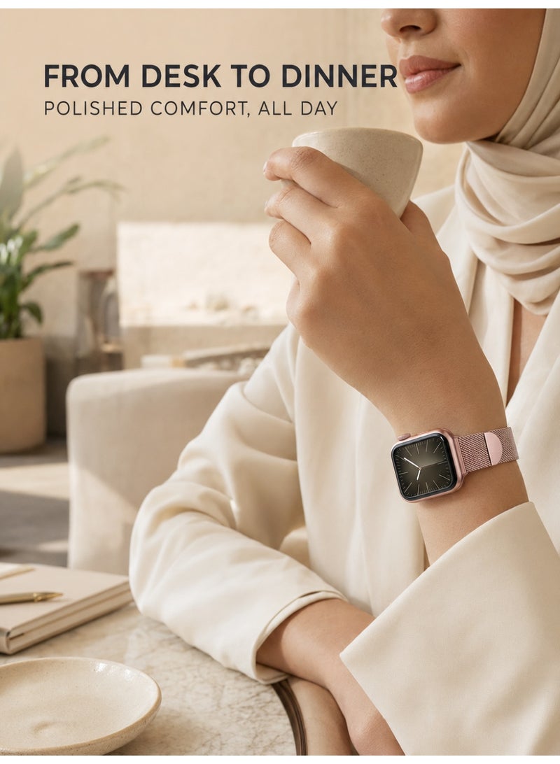 Compatible with Apple Watch Milanese Loop Band, Rose Gold, 38/40/41/42mm - Image 5