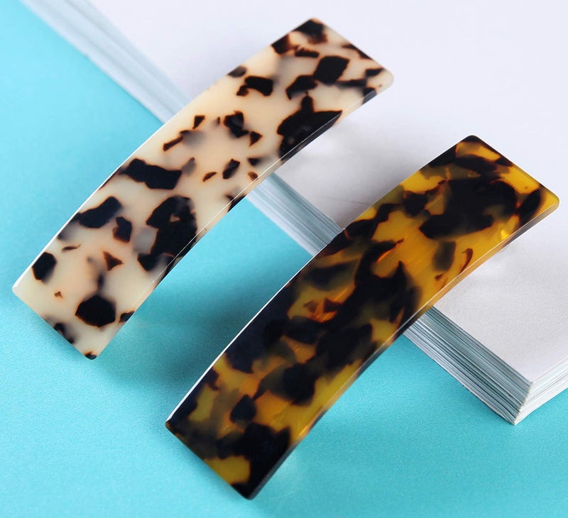 Eyegla 2PCS Hair Barrettes Tortoise Shell French Design Celluloid Rectangle Hair Clips for Women - Image 4