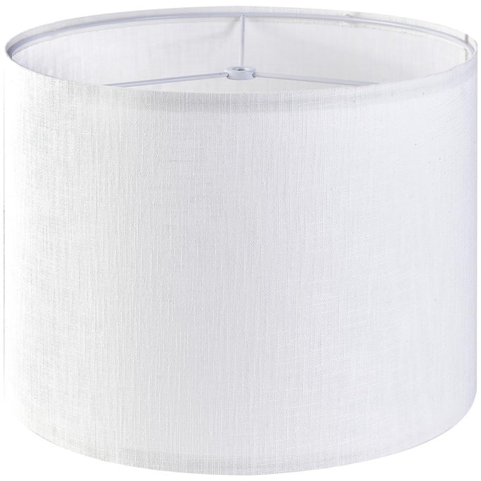 WHITE TEXTURED DRUM LAMPSHADE MEDIUM LAMP SHADE 13 TOP X 13 BOTTOM X 10 HIGH SPIDER MODERN LINEN LAMP SHADES FOR TABLE LAMP BEDSIDE LAMP NATURAL LINEN REPLACEMENT ASSEMBLY IS REQUIRED