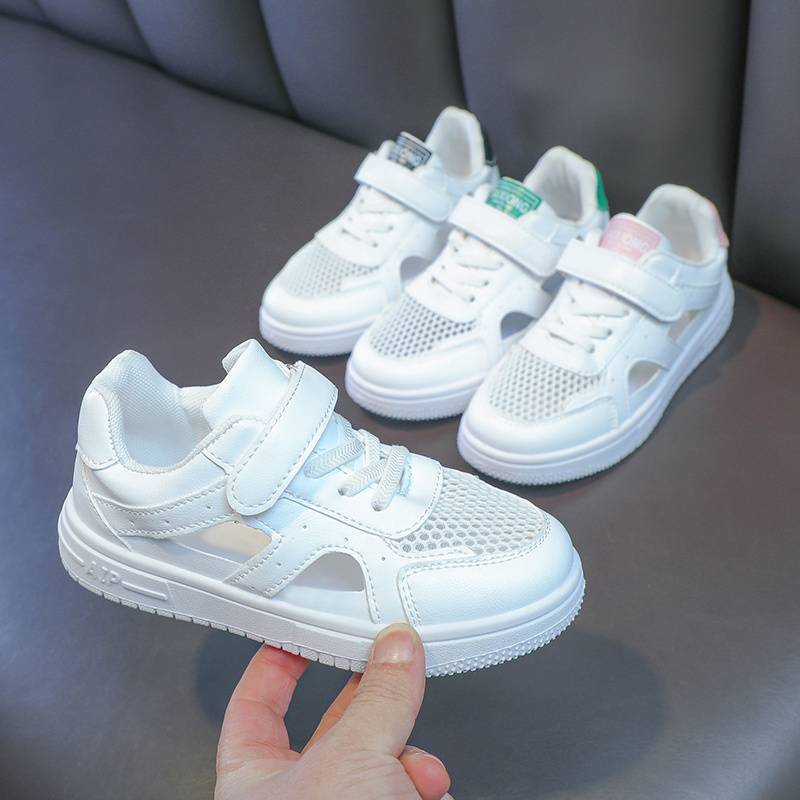 Children'S Sports Sandals Summer Kidsren'S Cut Out Breathable White Shoes Boys' Toe-Cap Sandals - Image 4