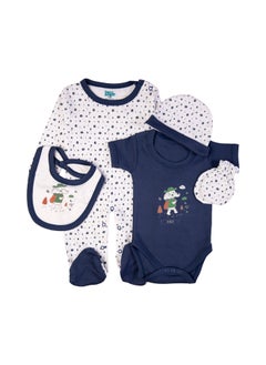 Babies Basic 5 Piece Unisex 100% Cotton Gift Set Include Bib, Romper, Mittens, Cap And Sleepsuit/Jumpsuit- Be Brave  - Image 2