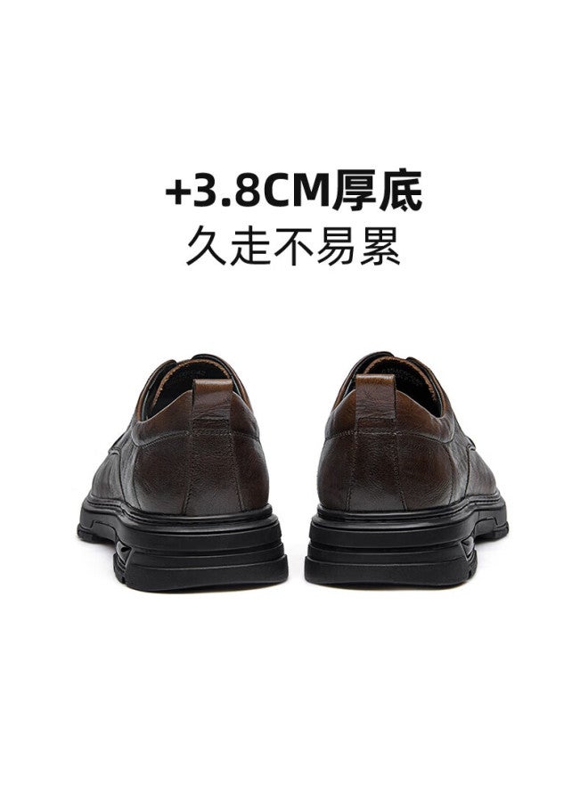 Camel Comfortable Commuter Height-increasing Soft Sole Leather Classic Business Casual Men's Shoes G15a005042 Brown Size 40 - Image 1