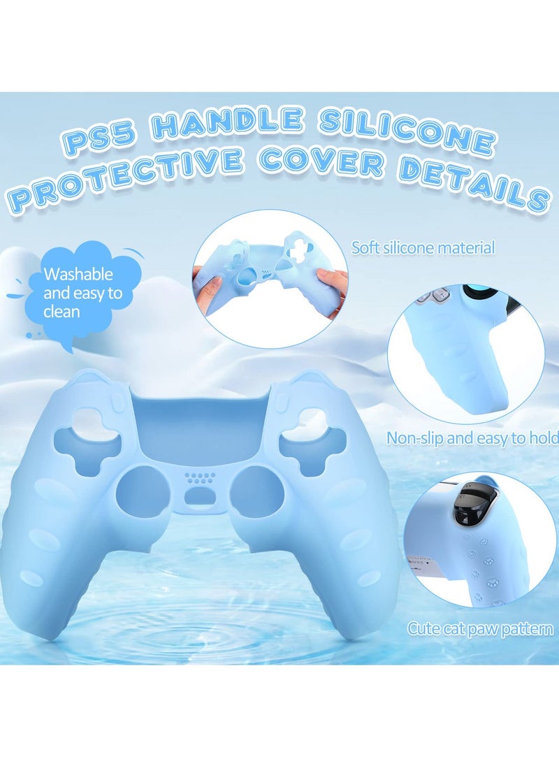Generic Cute Cat Silicone Case for PlayStation 5 Controller, Kawaii Anti,Slip Design with 4 Thumb Grip Caps and 2 Cat Stickers, Perfect Accessory for PS5  - Image 3