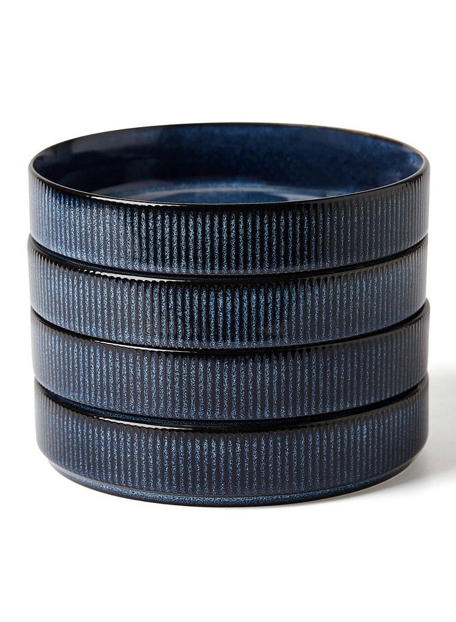 Famiware مجموعة أطباق باستا فامي وير 7.5 بوصة، مجموعة أطباق سلطة من 4، زجاج مزدوج تفاعلي، قابلة للتكديس، مثالية لصديقك في حفلات الانتقال، المهرجانات، الأزرق النابض بالنجوم - Image 1