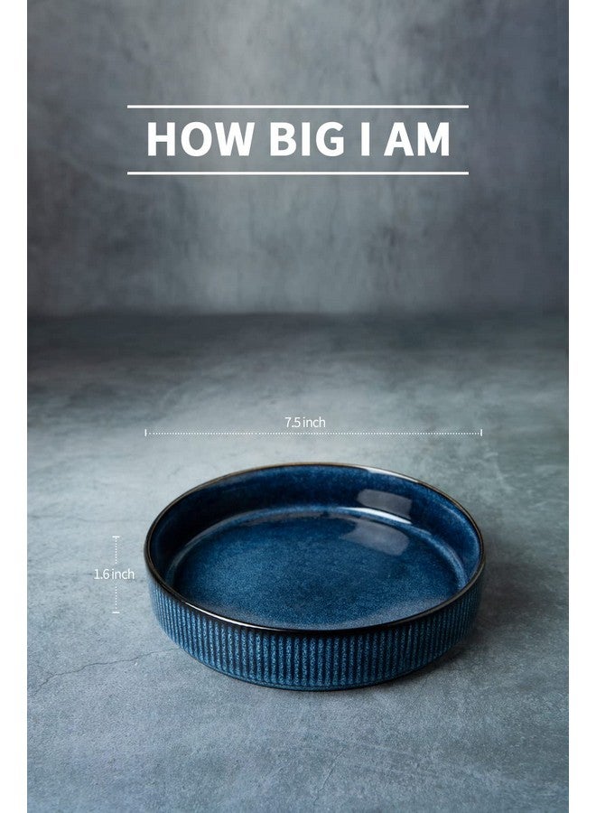 Famiware مجموعة أطباق باستا فامي وير 7.5 بوصة، مجموعة أطباق سلطة من 4، زجاج مزدوج تفاعلي، قابلة للتكديس، مثالية لصديقك في حفلات الانتقال، المهرجانات، الأزرق النابض بالنجوم - Image 4