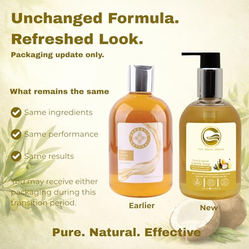 Greenviv Liquid Castile Soap Unscented for Sensitive Skin, Gentle Multipurpose Cleanser for Baby, Body, Face & DIY Use | Sulphate & Paraben-Free | Vegan & Biodegradable | 330 ml - Image 2