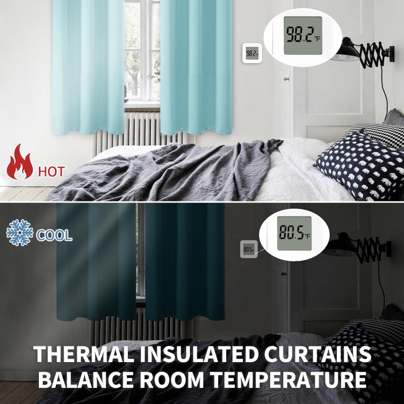 BGment Baby Blue Short Curtains for Kitchen Window, Room Darkening Curtains 45 Inch Length Thermal Insulated Drapes for Small Bedroom, Set of 2 Panels, 38 x 45 Inch - Image 3