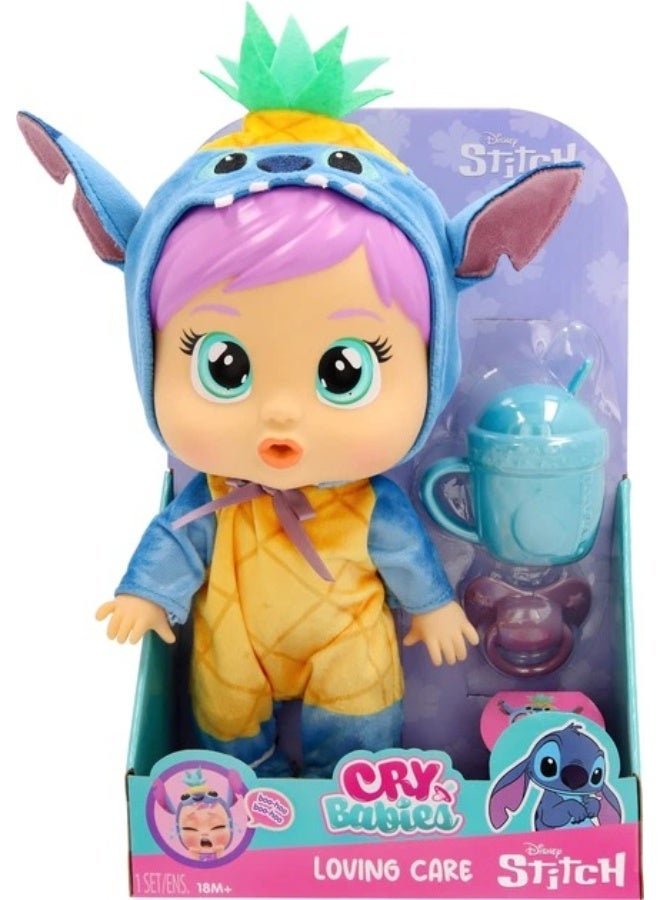 كراي بيبيز دمية كراي بيبيز Disney Stitch Loving Care التفاعلية – تبكي دموعًا حقيقية مع اللهاية وكوب الرضاعة، ترتدي زي ستيتش الناعم، هدية مثالية للأطفال - Image 2
