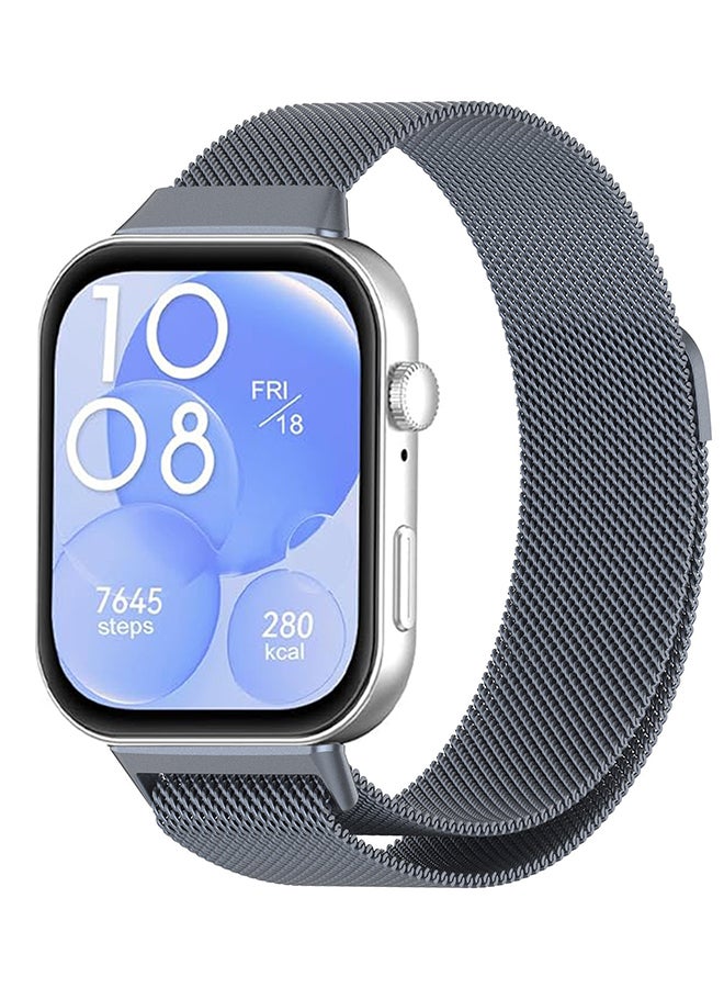 VINSOC Metal Strap Compatible with Huawei Watch Fit 4/Fit 4 Pro/Fit 3, Magnetic Mesh Stainless Bands Women Men Loop Replacement Watch Band for Huawei Watch Fit 3 Straps Grey - Image 1