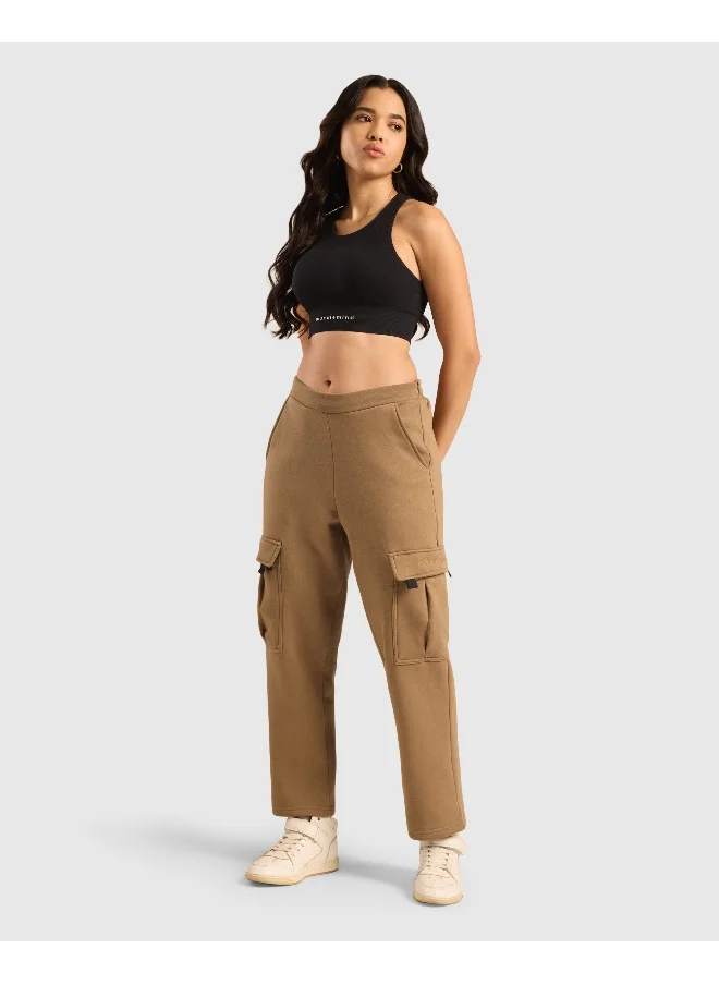 Musclemind Women's Cloud Ease Fleece Cargo Pants with Super Soft And Stretchable Fabric, 6 Deep Pockets, Hidden- Inner Drawstrings, Anti-Pill, Shape Retention, Long-Lasting Colour, Super Soft And Breathable Fabric, Along with Temperature Regulation Tech