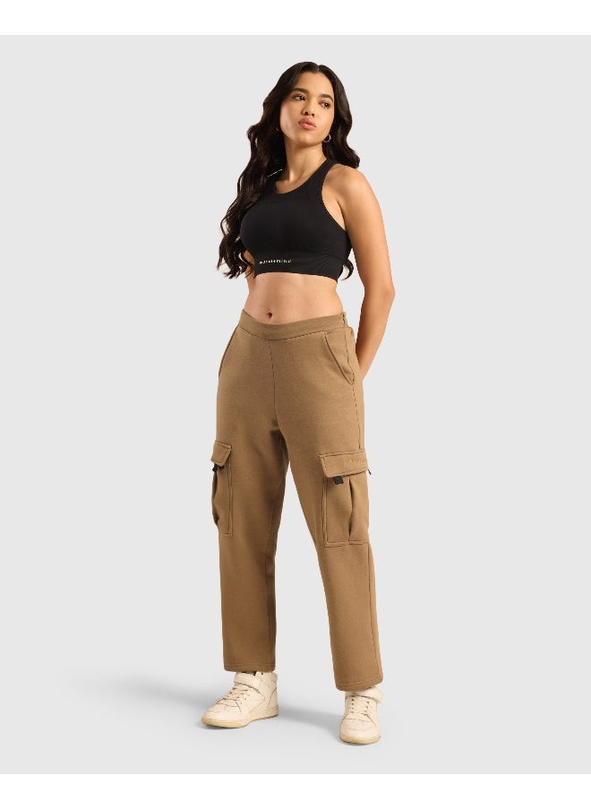 Musclemind Women's Cloud Ease Fleece Cargo Pants with Super Soft And Stretchable Fabric, 6 Deep Pockets, Hidden- Inner Drawstrings, Anti-Pill, Shape Retention, Long-Lasting Colour, Super Soft And Breathable Fabric, Along with Temperature Regulation Tech  - Image 2