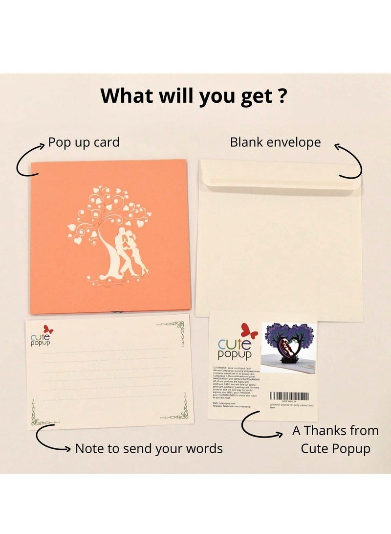 SOLARAE Pop Up Card 3D Couple  Purple Heart Wisteria Card, Romantic 1st Wedding Anniversary Pop Up Card - Image 4