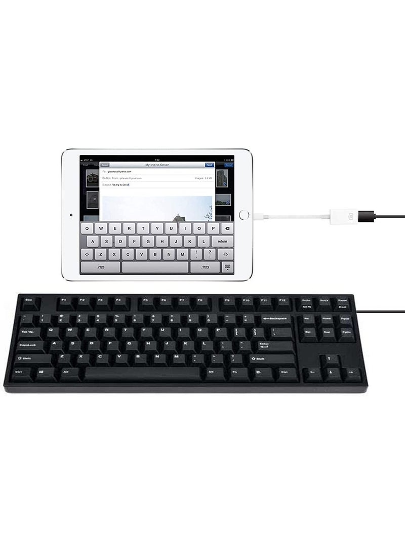 ELTRAZONE iPhone/iPad USB Adapter for Card Reader, USB Flash Drive, Keyboard, Mouse, MIDI, Hubs - Plug & Play (White) - Image 2