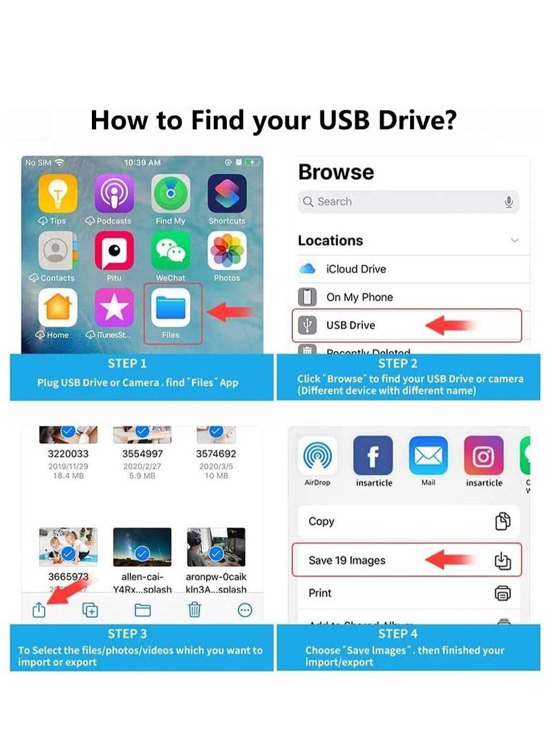 ELTRAZONE iPhone/iPad USB Adapter for Card Reader, USB Flash Drive, Keyboard, Mouse, MIDI, Hubs - Plug & Play (White) - Image 3