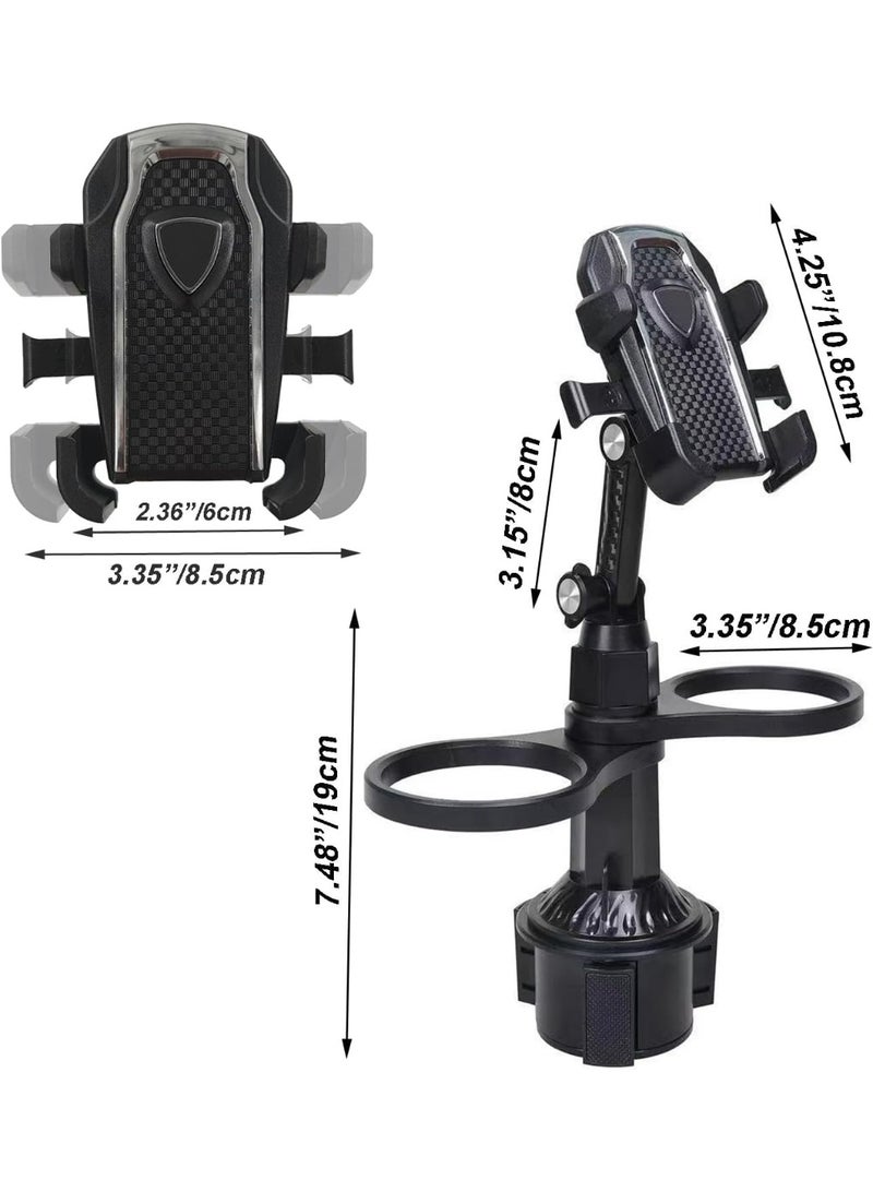 Car Phone Holder for Your Car with 2 Car Cup Holder Phone Mount Universal Automobile Cradle - Adjustable Clamp Arms & Angles, 2 in 1 Cup Phone Holder Fit for All Smartphones and Most Bottle - Image 5