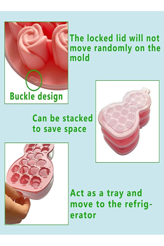 AMERTEER Silicone Ice Cube Tray with Removable Lid – 21 Easy-Release Molds for Baby Food, Chocolate & More - Image 5