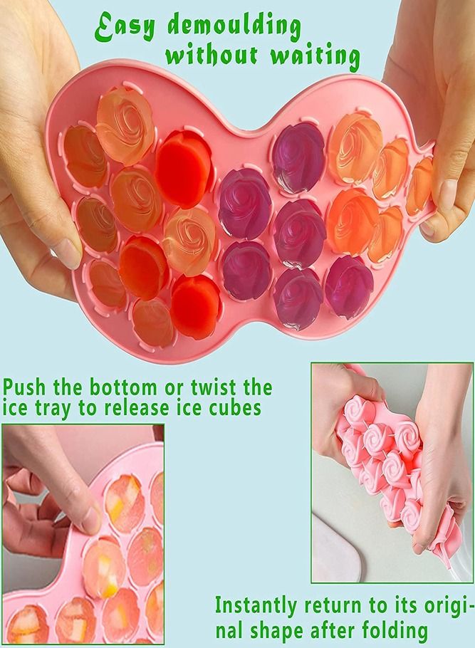 AMERTEER Silicone Ice Cube Tray with Removable Lid – 21 Easy-Release Molds for Baby Food, Chocolate & More - Image 3