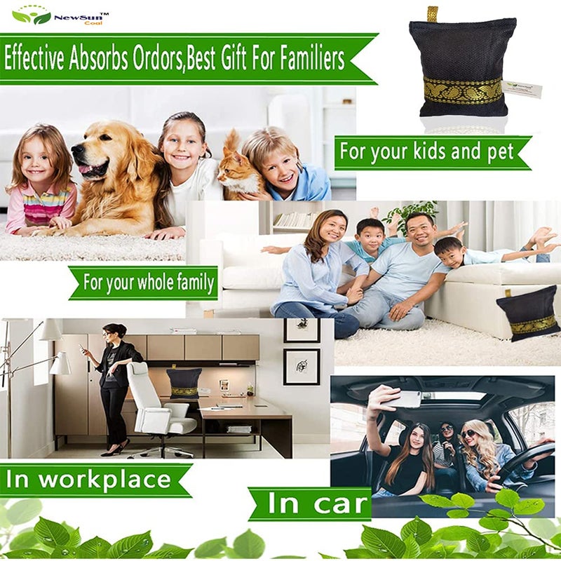 NewSun NewSun Activated Charcoal Air Purifying Bag 2Pack of 200G Decorative Natural Pure Odor Absorber for the Home Office and Car Scent Free Family and Pet safe Navy Blue  - Image 5