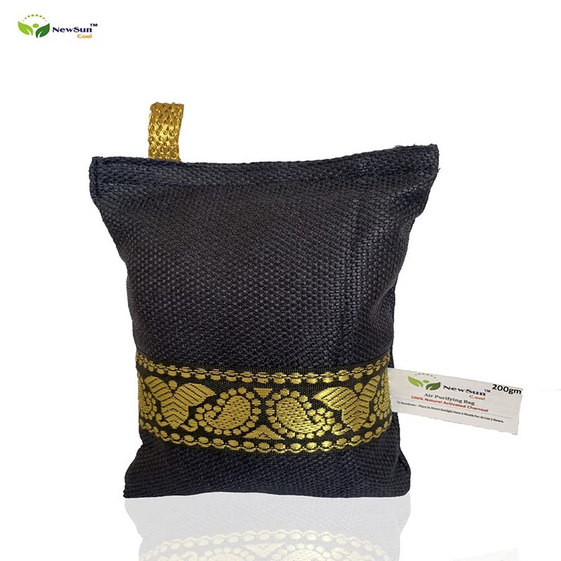 NewSun NewSun Activated Charcoal Air Purifying Bag 2Pack of 200G Decorative Natural Pure Odor Absorber for the Home Office and Car Scent Free Family and Pet safe Navy Blue  - Image 2