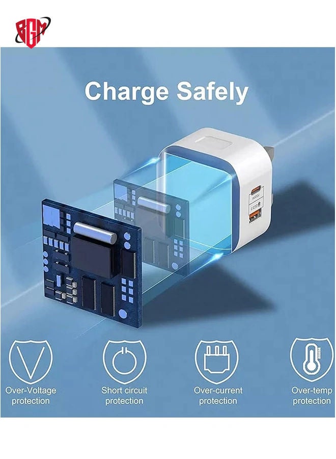 BGM PD 20W Power Adaptor for Iphone 14 series and Android, QC 3.0 Dual Port USB-C and USB-A for Iphone 14 series and Android - Image 3