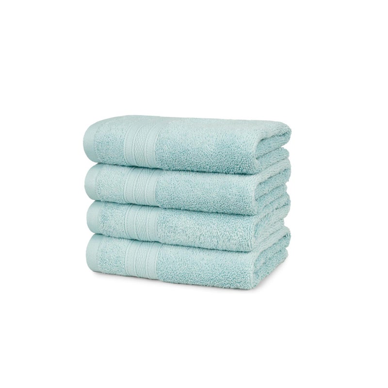 Trident منشفة تريدايت الناعمة المريحة الهوائية 100% قطن منشفة يد للاستخدام اليومي، 500 غم عالية الامتصاص للرجال/النساء، مجموعة 4 قطع من مناشف اليد (41 سم × 66 سم)، أزرق نيل - Image 1