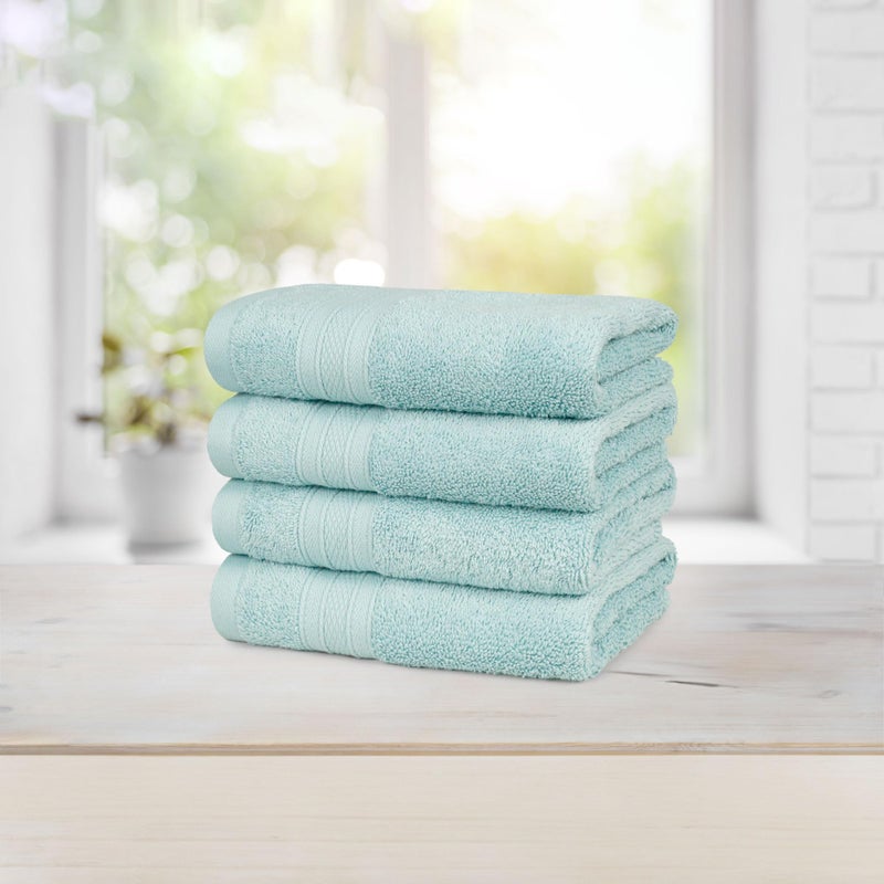 Trident منشفة تريدايت الناعمة المريحة الهوائية 100% قطن منشفة يد للاستخدام اليومي، 500 غم عالية الامتصاص للرجال/النساء، مجموعة 4 قطع من مناشف اليد (41 سم × 66 سم)، أزرق نيل - Image 3