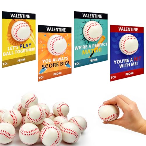 Leetous Baseball Valentines Day Cards Gifts for Kids School 24 PackMini Foam Baseball Toys with Exchange Cards for ToddlersValentines Sport Goodie Bag Stuffer Classroom Favors Treats Prizes for Boys Girls - Image 1