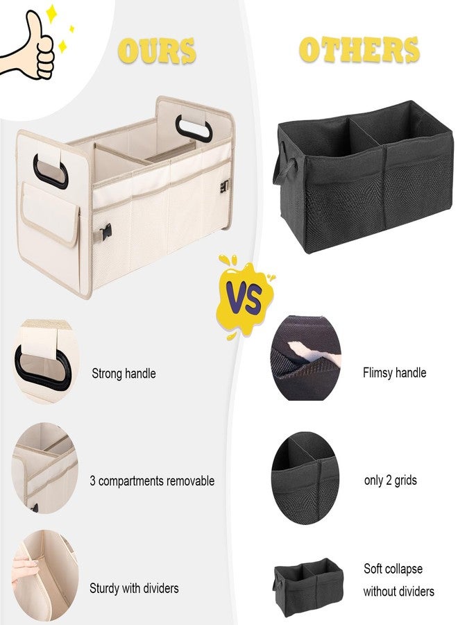 JiatuA Car Trunk Organizer Car Storage with 8 Pockets Collapsible Multi Compartment Waterproof Adjustable Straps for SUV, Truck, Sedan, Minivan, Standard Size, Beige - Image 4