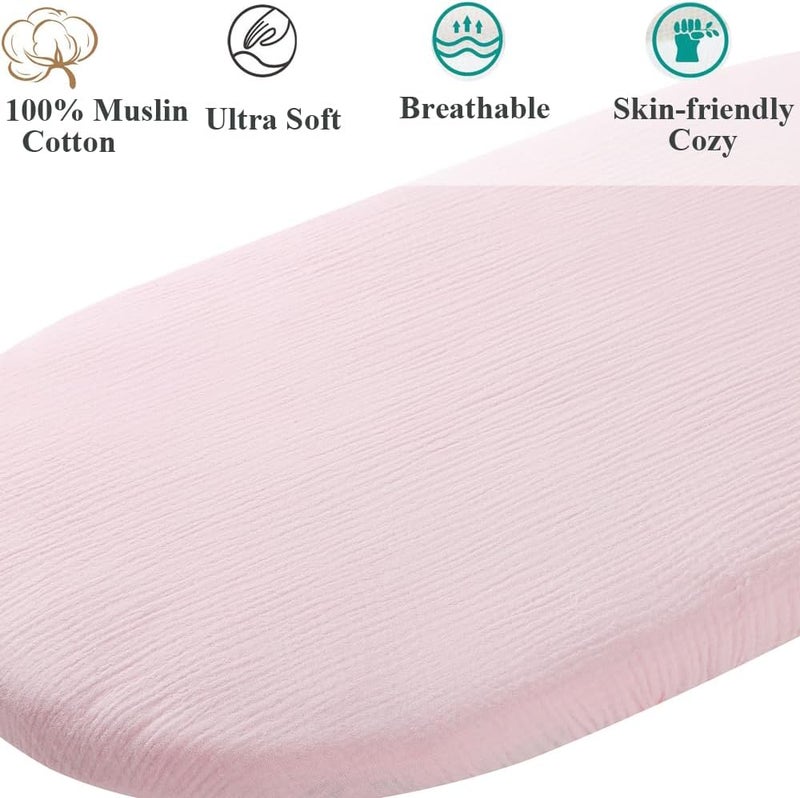 2-Pack Bohemian cotton dense-woven baby mattress, suitable for UPPAbaby cradle, soft and skin-friendly, white and pink. - Image 3